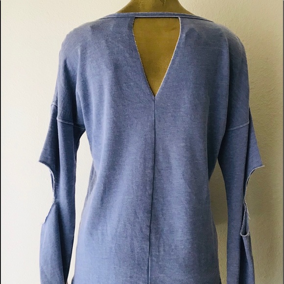 NWT Material Girl BUT FIRST BRUNCH Cut-Out Blue SWEATSHIRT M - Picture 7 of 11